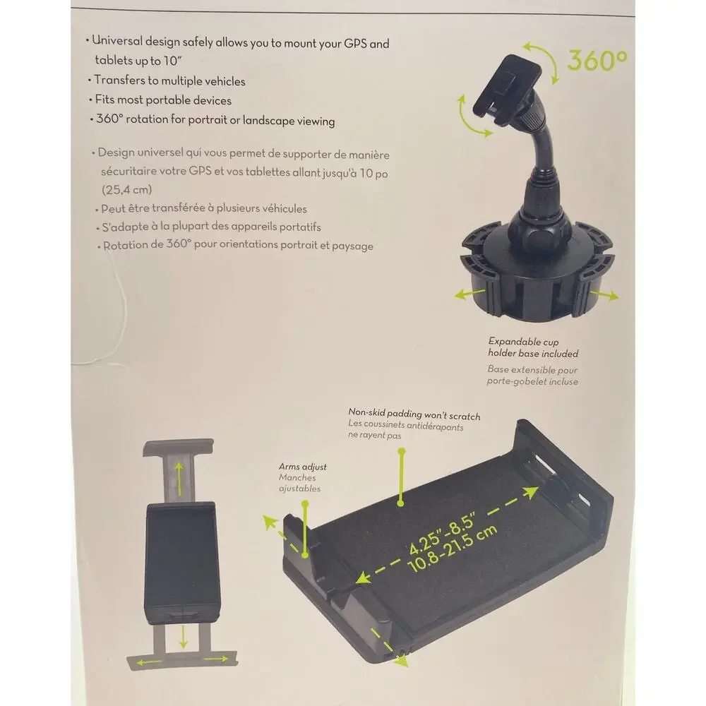 Bracketron Fab Grip Cup Holder Mount for Smart Phones Tablets and GPS - NEW